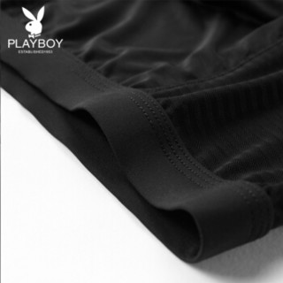 PLAYBOY 花花公子 男士内裤冰丝网眼3条礼盒装易洗速干平角内裤男四角短裤多色XL 3633 (黑色、XL、平角裤、锦纶)