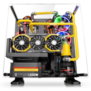 Tt(Thermaltake)Core P3 黑色 开放式机箱(为MOD水冷设计/支持长显卡/可壁挂/双U3/游戏水冷机箱)