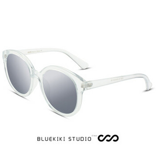 蓝其（Bluekiki)偏光太阳镜女款时尚圆框彩膜墨镜驾驶镜女 7002透明框水银