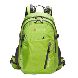 SVVISSGEM 户外登山包28L 时尚休闲双肩包旅行包 防泼水双肩电脑包背包配防雨罩 JP-3128II果绿色