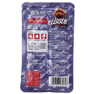 乐乐（loole） 宠物欢乐包 狗湿粮 牛肉加野菜 100g*10包