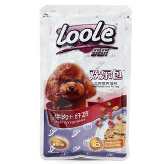 乐乐（loole） 宠物欢乐包 狗湿粮 牛肉加野菜 100g*10包