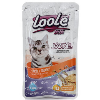 乐乐（loole） 宠物欢乐包 猫湿粮 小黄鱼加南美虾 100g*10包