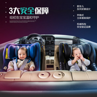 宝贝第一 （Babyfirst）汽车儿童安全座椅新生儿宝宝婴儿座椅 企鹅萌 0-4岁360度旋转 紫金黑