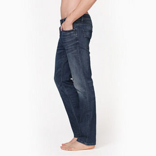 InteRight 男士 微弹 直筒牛仔长裤 (32 175/80A、中蓝色)