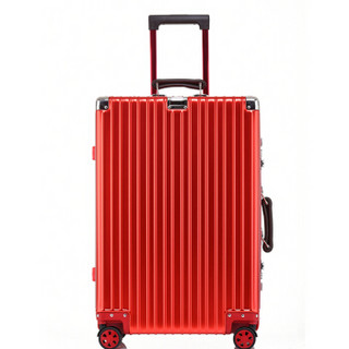 Travelhouse 全铝镁合金复古铝框拉杆箱女万向轮行李箱女T1858 红色 26英寸