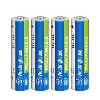 西屋 Westinghouse AAA/7号 低自放 镍氢充电电池 1000毫安时4节/卡装 适用于无线鼠标/儿童玩具等