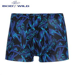 BODYWILD （1条）男士内裤超细印花无痕平角裤 ZBN23IP1 黑色印花 180 (蓝色、S、平角裤、其它)