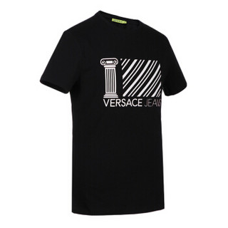 VERSACE JEANS 范思哲 奢侈品 春夏款 男士黑色棉纤圆领短袖T恤 B3GRB76G 30132 899 XXL码