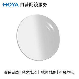 HOYA 豪雅 自营配镜服务光智变色1.60非球唯极膜(VG)变灰近视树脂光学眼镜片 1片(现片)近视575度 散光50度