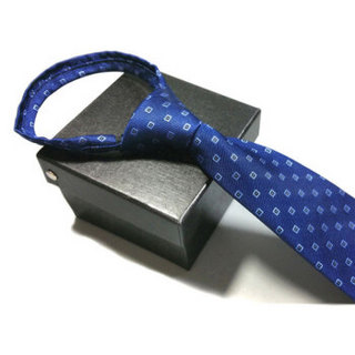 GLO-STORY 拉链领带  男士韩版商务正装懒人方便易拉得领带礼盒装MLD824053 深蓝色