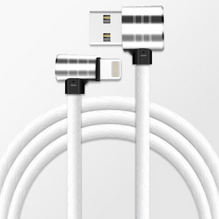 ESCASE苹果数据线 iPhoneXsMax充电线XR8/7/6SPlus5手机iPad适用原装充电器线1米USB电源线2.4A弯头C10白