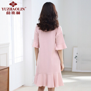 俞兆林（YUZHAOLIN）睡衣女 夏棉质短袖女士睡裙睡衣女式家居服套装可外穿3326 粉红色 M