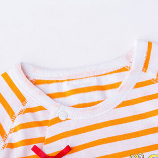 迪士尼(Disney)婴儿连体衣女宝宝甜美条纹侧开哈衣爬服162L691 橙色 12个月/身高80cm
