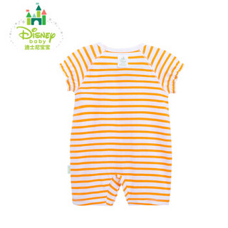 迪士尼(Disney)婴儿连体衣女宝宝甜美条纹侧开哈衣爬服162L691 橙色 12个月/身高80cm