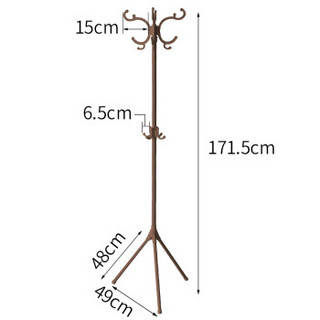 旺家星 衣帽架落地壁挂卧室移动置物架组装简易铁艺金属多功能 咖啡色