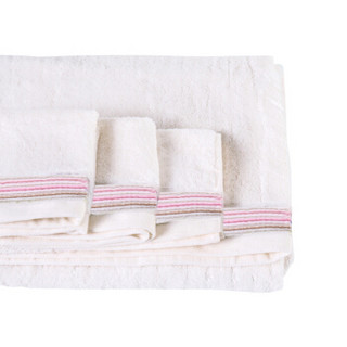 AUSTTBABY 婴儿浴巾礼盒4件套 宝宝长棉毛圈纱布浴巾 条纹粉