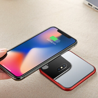邦克仕(Benks)无线充电器 苹果iPhoneXs Max/XR/8P手机定频快充 华为P30 Pro三星S10+小米9纤薄无线充 红色