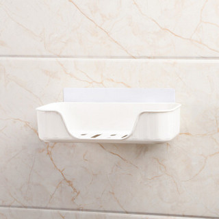 万事佳 墙壁式黏贴卫浴置物架收纳盒 单个盒装  JD-NG-07白色