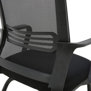 洛来宝 办公家用休闲会议椅培训职员电脑椅可升降学生椅子 黑框黑网弓型椅