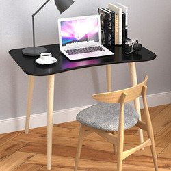 木以成居 电脑桌台式家用 北欧简约实木腿书桌办公桌 仿实木黑色桌面LY-4126