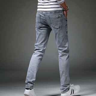 俞兆林（YUZHAOLIN）牛仔裤 男士时尚潮流纯色水洗小脚长裤B235-8914灰色31