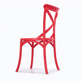 百思宜 北欧现代简约休闲餐厅餐椅 家用塑料靠背成人洽谈接待椅子  红色