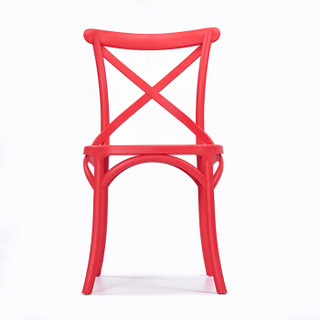 百思宜 北欧现代简约休闲餐厅餐椅 家用塑料靠背成人洽谈接待椅子  红色