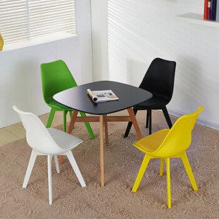 百思宜 休闲塑料餐椅 现代简约创意伊姆斯椅子彩色书桌椅洽谈桌椅 白色