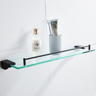 贝乐卫浴（Ballee）G2212K 黑色玻璃化妆品架 单层浴室置物架