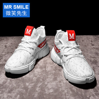 MR SMILE 微笑先生 透气韩版潮流百搭英伦运动休闲ins超火的男鞋 8865 白色44