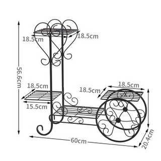 欧润哲 花架 多层铁艺车型花盆落地置物架阳台室外室内盆栽储物架 中号 黑色