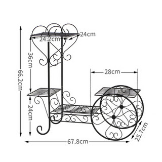 欧润哲 花架 多层铁艺车型花盘落地置物架阳台室外室内盆栽储物架 大号 黑色