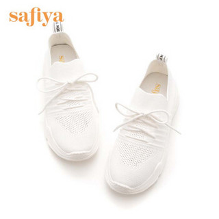索菲娅（Safiya）专柜同款织物圆头舒适休闲运动老爹鞋SF83112003 白色 35
