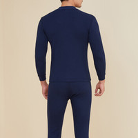 YOUR SUN 宜而爽 保暖内衣男士中半高领薄款秋衣秋裤打底保暖内衣套装 CN57深藏青 L/170