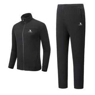 CAMEL 骆驼 运动套装休闲外套长袖长裤两件套跑步健身男运动服 C8W2Y6630 黑色 XXL