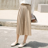 YUZHAOLIN 俞兆林 女装复古高腰压褶裙中长款百搭半身裙 YWQZ178216