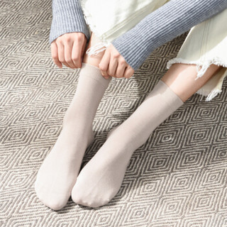 网易严选 袜子 女士原野系列中筒袜子短袜子 灰色/粉色/白色/黑色/草绿色（混色五双装）