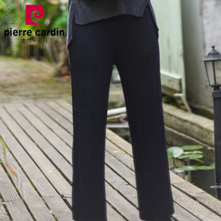 皮尔卡丹针织裤 竖条纹宽松舒适时尚秋冬羊毛针织裤黑青-S HC83129