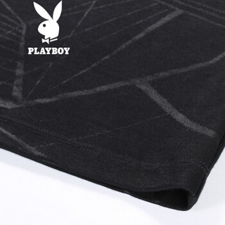 花花公子 PLAYBOY 长袖T恤男商务休闲时尚潮流帅气修身圆领男装上衣 DH01170272 蓝色 180/XL/52