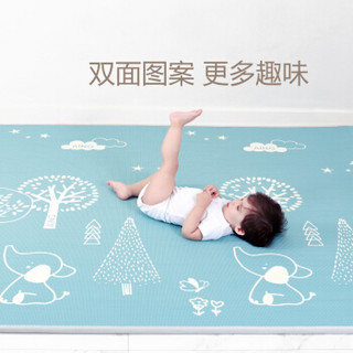 爱音（Aing ）宝宝爬行垫儿童爬爬垫双面加厚环保XPE婴儿游戏垫防滑泡沫地垫游戏毯 蓝色140*210*2CM