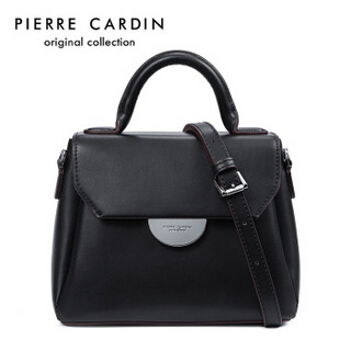 pierre cardin 皮尔·卡丹 女包迷你时尚斜挎包牛皮个性手提包女士复古 J7A223-160201A黑色