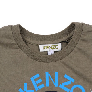 KENZO KIDS 高田贤三 奢侈品童装 男童军绿色棉质印花圆领丛林图案短袖T恤 KM10618 56 8A/8岁/128cm