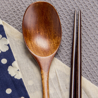 欧润哲 筷子 日式便携木制筷勺套装 旅行便携餐具 20双装25CM鸡翅木