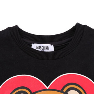 MOSCHINO KIDS 莫斯奇诺 奢侈品童装 女童黑色棉氨纶小熊图案长袖卫衣 HDF01R LDA03 60100 4A/4岁/104cm