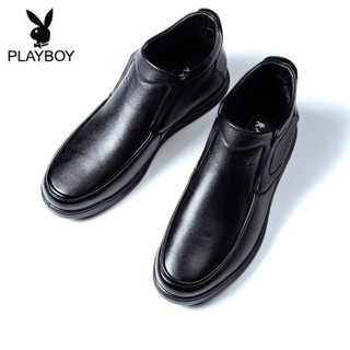 PLAYBOY 花花公子 男士套脚加绒保暖舒适防滑老人棉鞋 8DW500041M