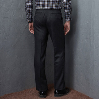 Virtue富绅100%精梳羊毛西裤斜纹肌理单褶宽松男士西装长裤K602H12深灰色 86