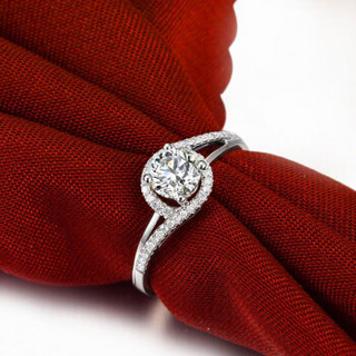 鸣钻国际 铭刻 白18k金钻戒女 钻石戒指结婚求婚女戒 情侣对戒女款 共约24分 16号