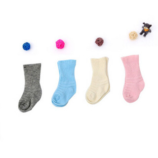 贝吻 婴儿袜子宝宝棉袜新生儿中长筒防滑松口袜单条装0-6个月8cm-11cm粉色 B2099