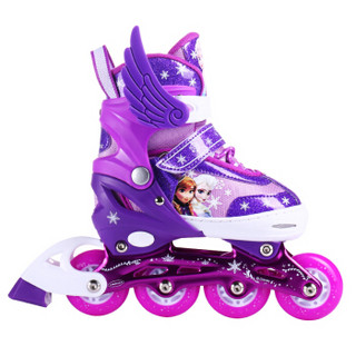 迪士尼(Disney) 儿童溜冰鞋八轮全闪轮滑鞋套装 溜冰鞋男女闪光轮可调码旱冰鞋 紫色冰雪奇缘款 M码